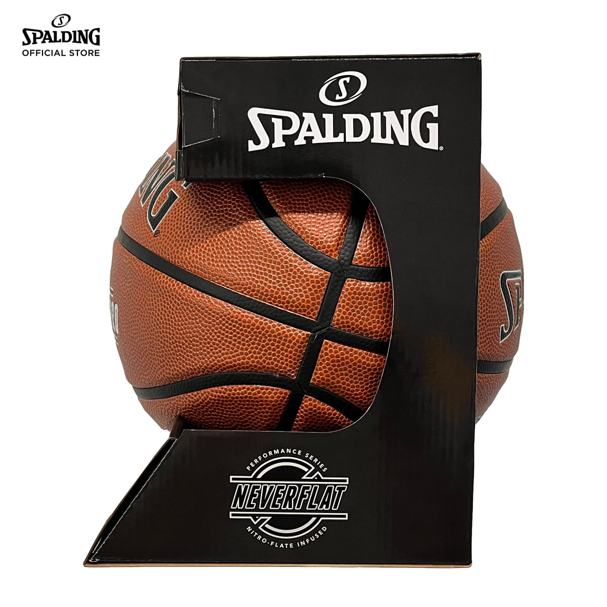 ลูกบาส SPALDING รุ่น NEVERFLAT PRO ลูกบาสเกตบอล หนัง PU, เบอร์ 7, ไม่ต้องเติมลม_4